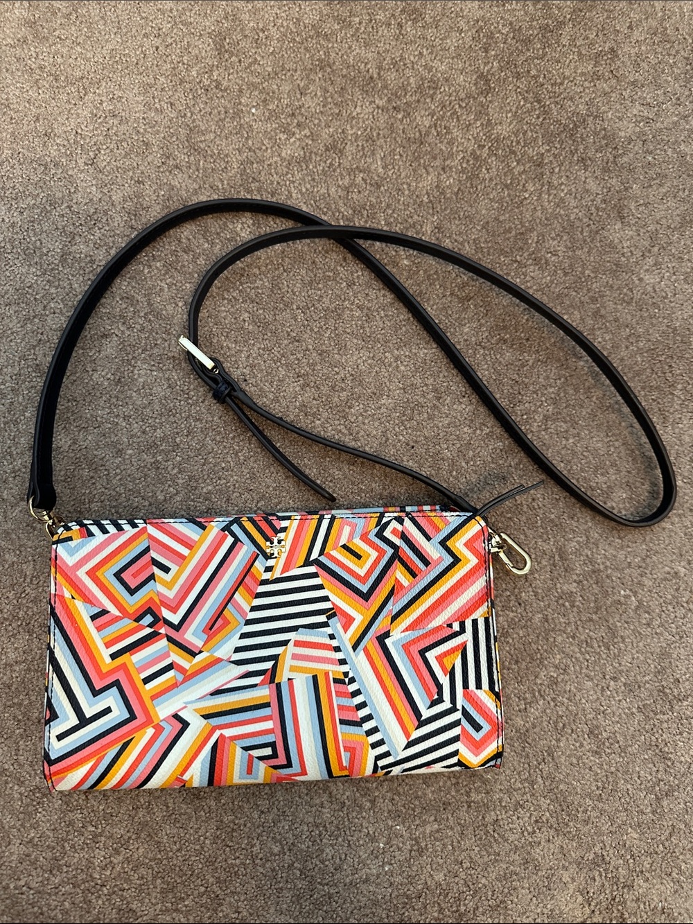 Tory Burch Geometric Print Crossbody Bag in Multicolor